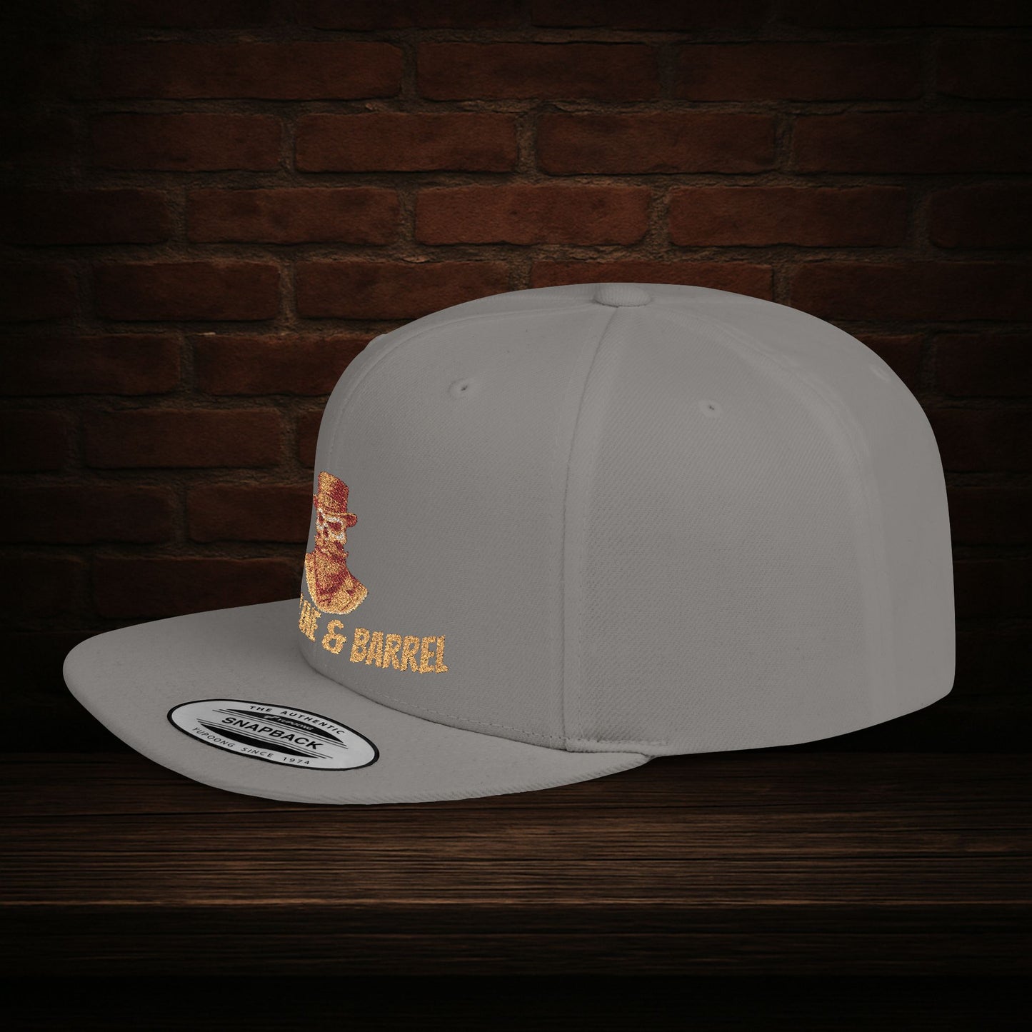 Blackline and Barrel Flat Brim Hat, Embroidered for the Bearded and Bold