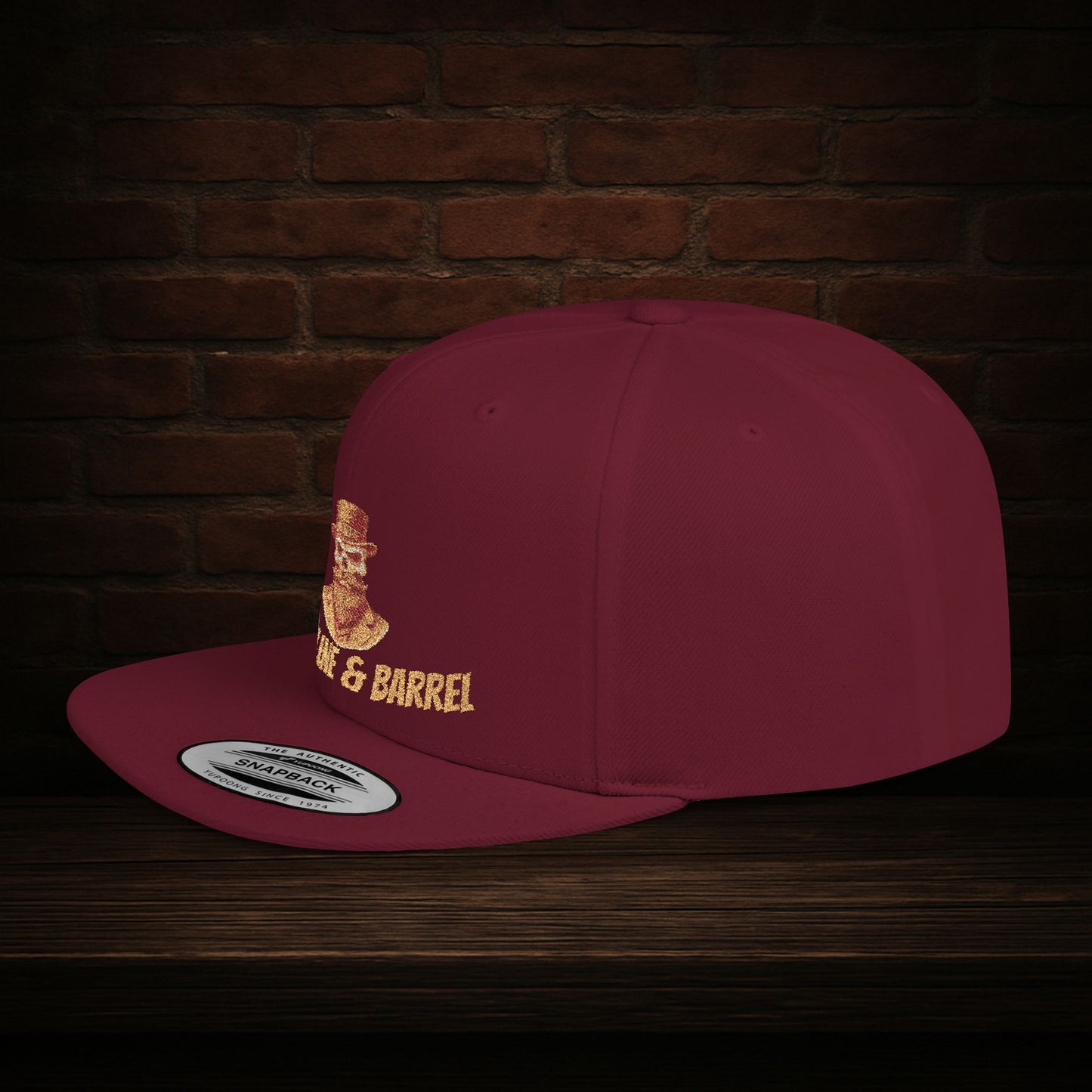Blackline and Barrel Flat Brim Hat, Embroidered for the Bearded and Bold