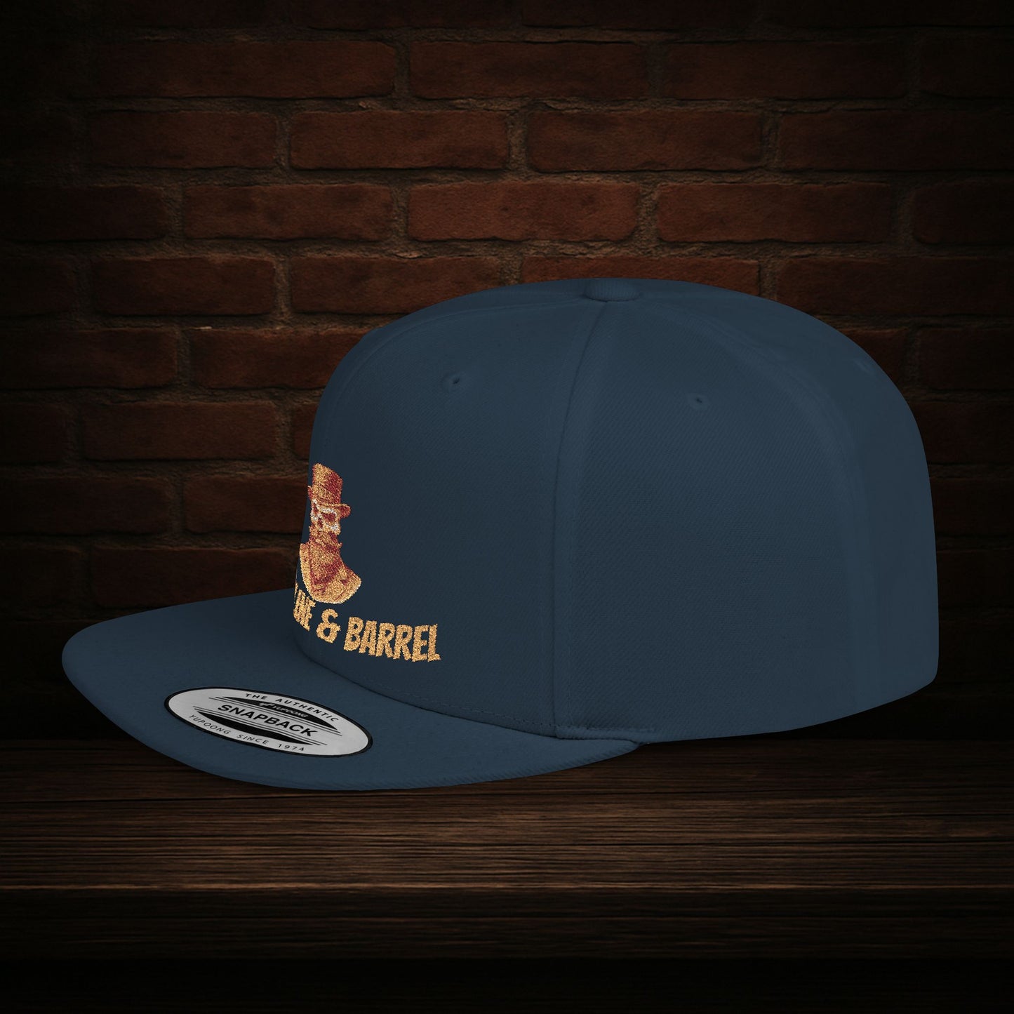 Blackline and Barrel Flat Brim Hat, Embroidered for the Bearded and Bold