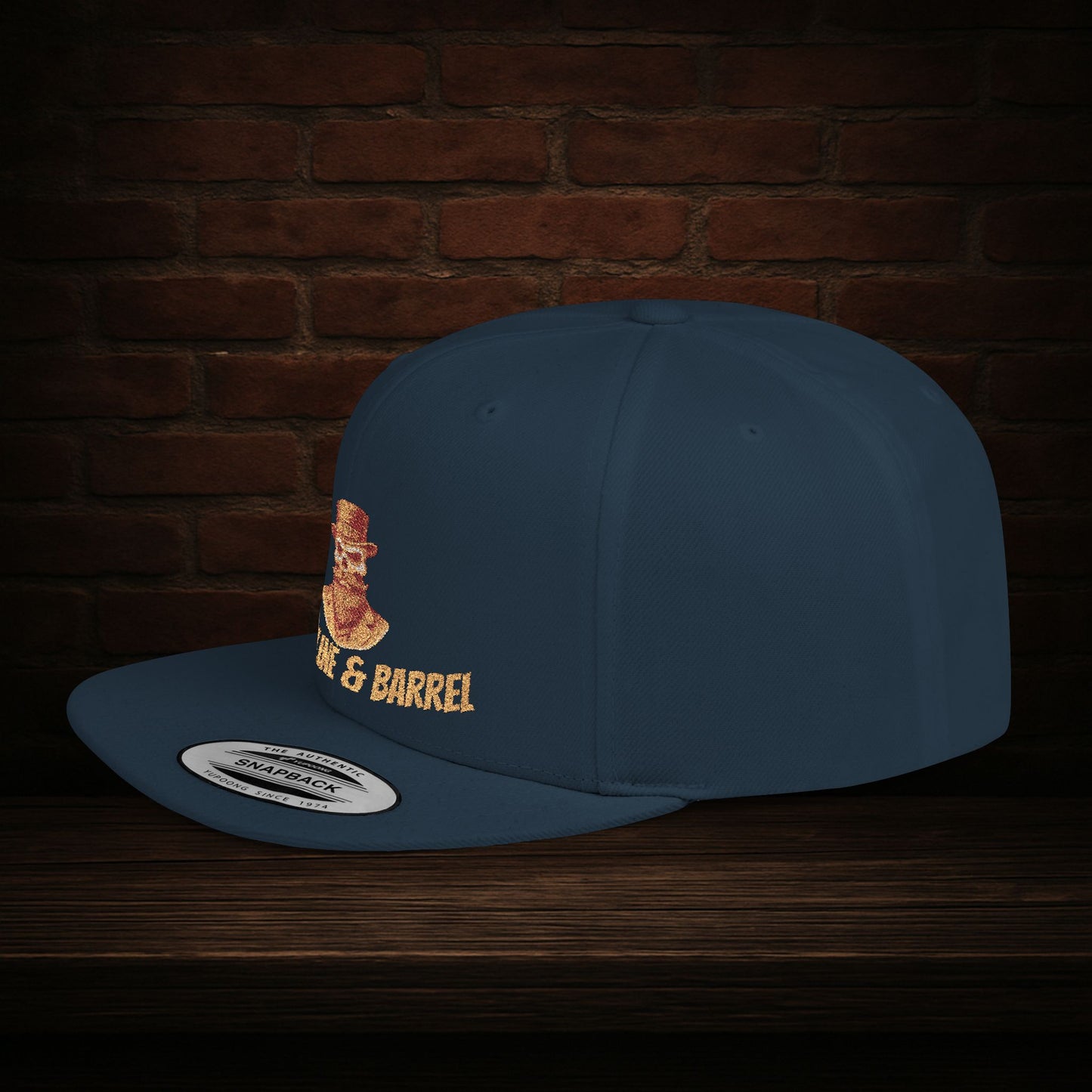 Blackline and Barrel Flat Brim Hat, Embroidered for the Bearded and Bold