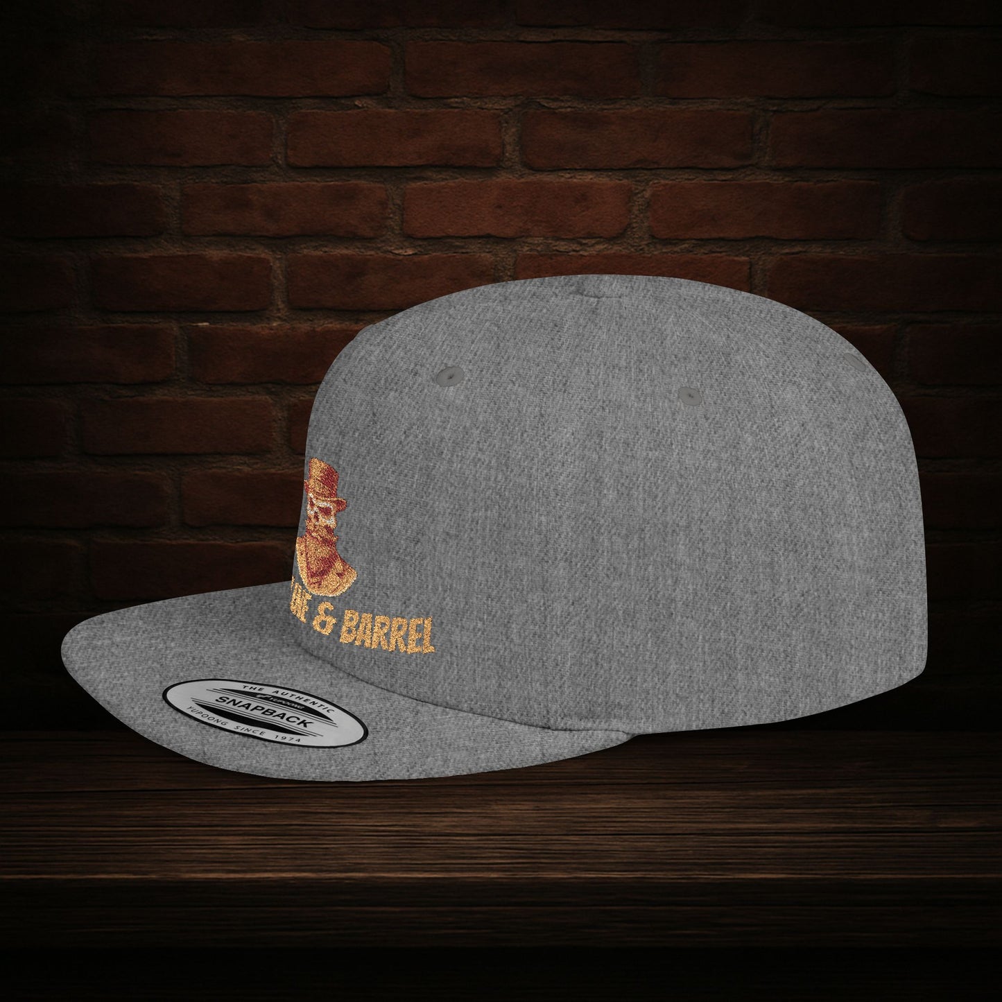 Blackline and Barrel Flat Brim Hat, Embroidered for the Bearded and Bold