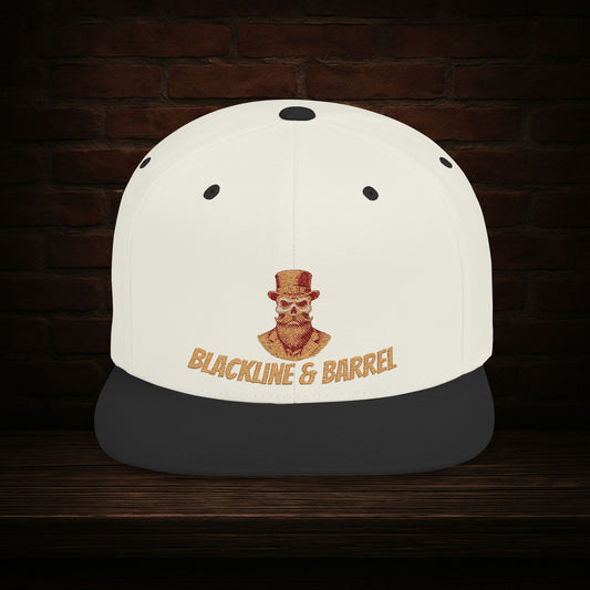 Blackline and Barrel Flat Brim Hat, Embroidered for the Bearded and Bold