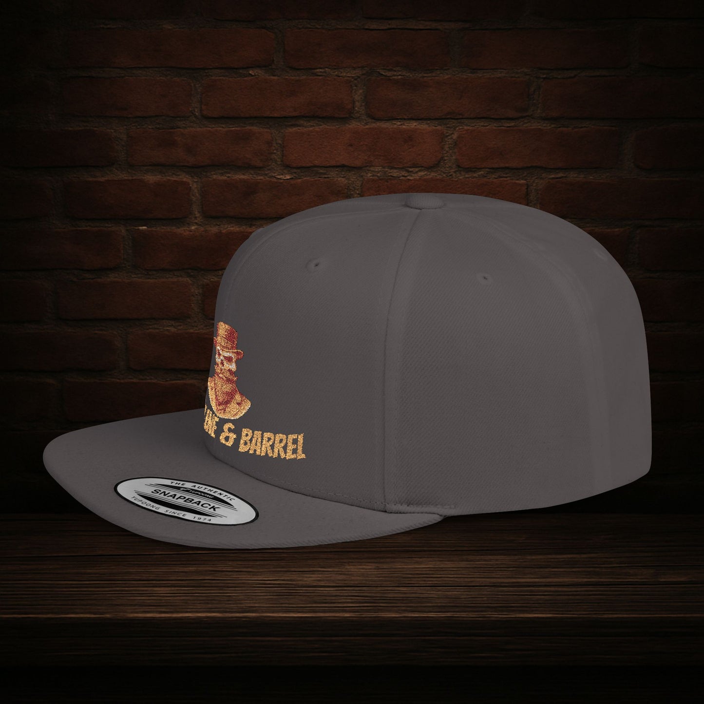 Blackline and Barrel Flat Brim Hat, Embroidered for the Bearded and Bold