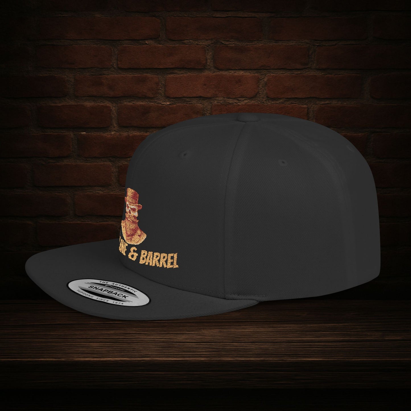Blackline and Barrel Flat Brim Hat, Embroidered for the Bearded and Bold