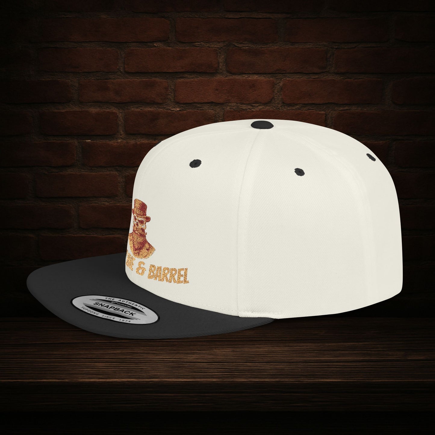 Blackline and Barrel Flat Brim Hat, Embroidered for the Bearded and Bold