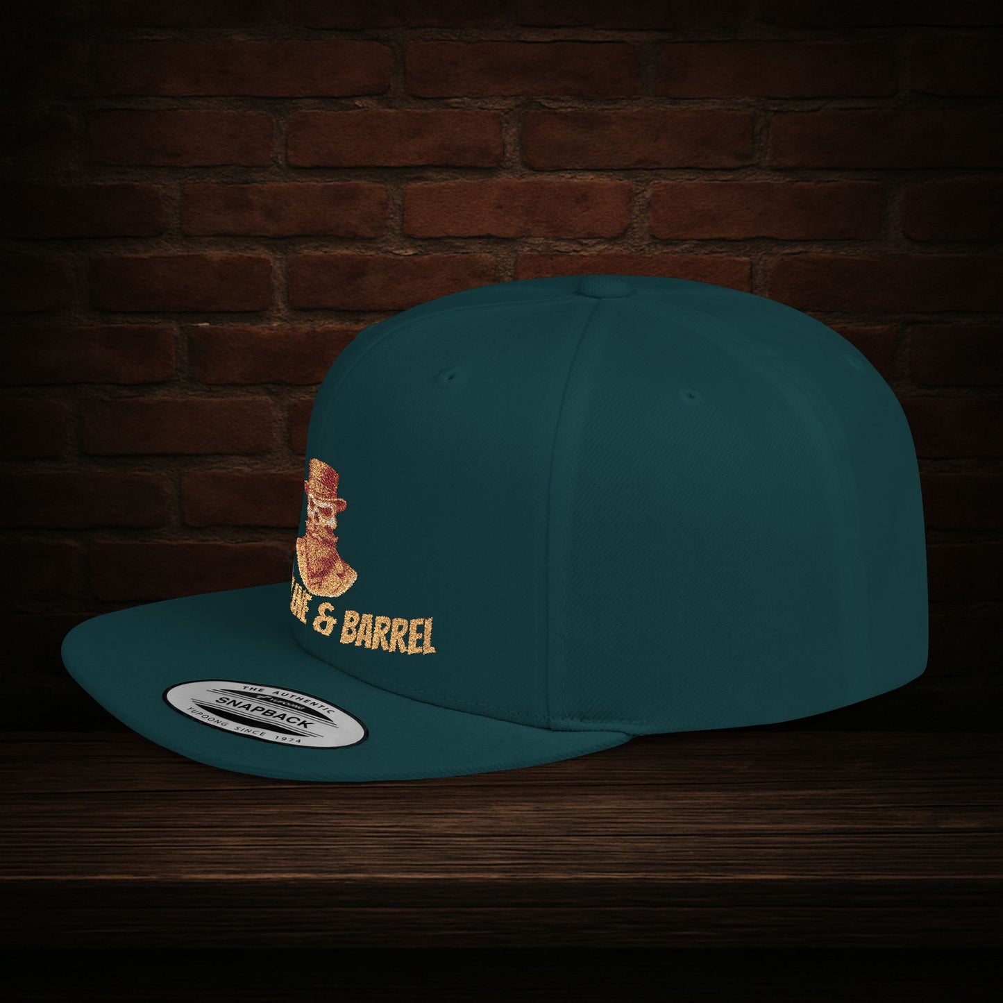 Blackline and Barrel Flat Brim Hat, Embroidered for the Bearded and Bold